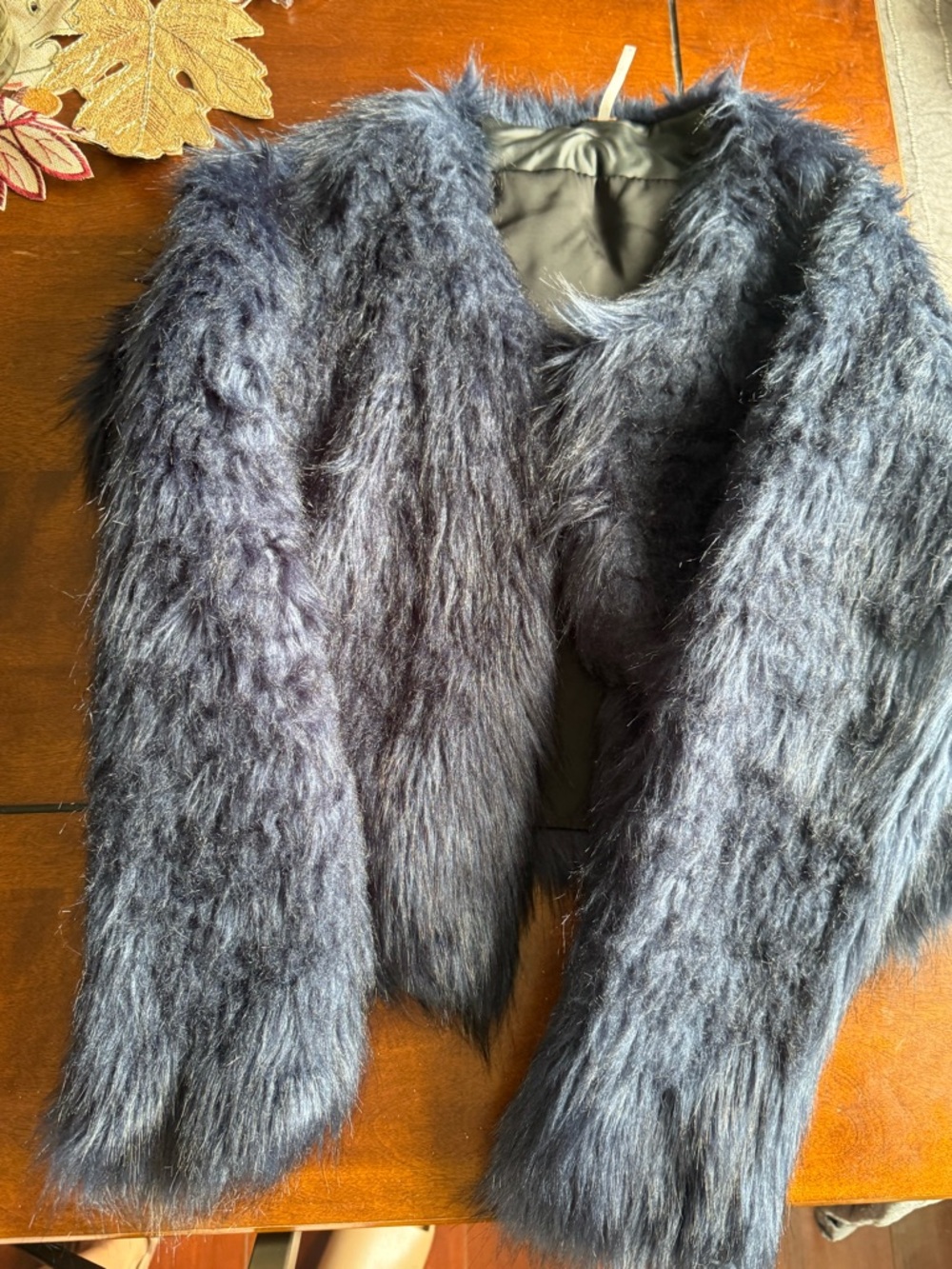Free People Navy Faux Fur Teddy Jacket